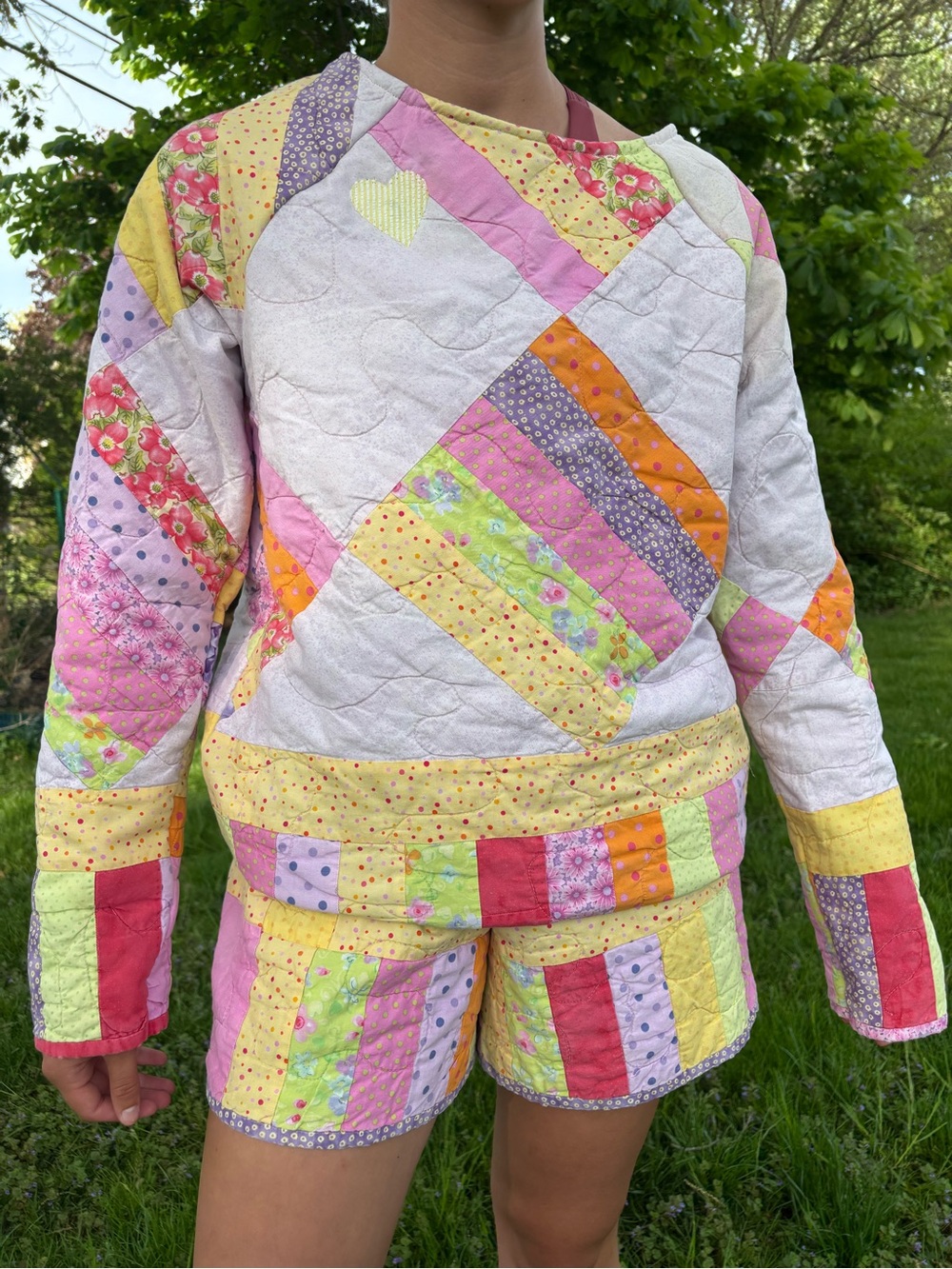 Patchwork Quilted Top in Pastel Floral